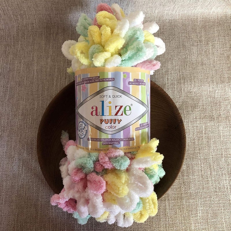 Alize Puffy Color Baby Blanket Yarn Lot of 4skn 400gr 39.3 yds 100% Micropolyester Soft Yarn Hand Knitting Yarn (5862) - Image 5